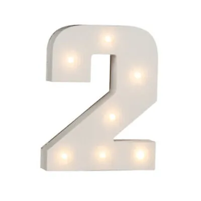 £5.95 • Buy 16cm Illuminated Wooden Number 2 With 7 Led Sign Message Decor Party Home Gift