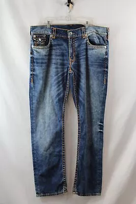 True Religion Men's Blue Straight Leg Heavy Stitching SZ 42 • $9.99
