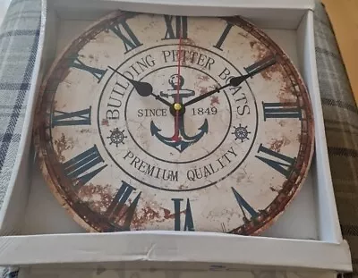 Nautical  Charming Ocean Seaside  Clock Home Decor Boat  Boxed New 11 Inch  • £12