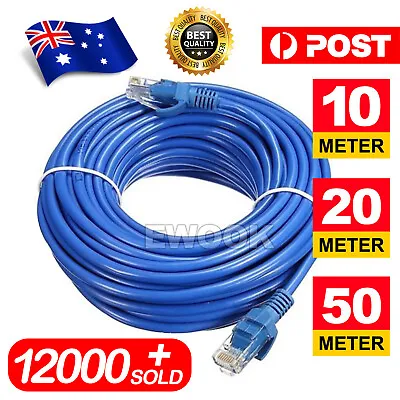 5m 10m 20m 30m 50m 100m Cat6 Network Ethernet Cable Lan Cables 100M/1000Mbps AU • $7.80