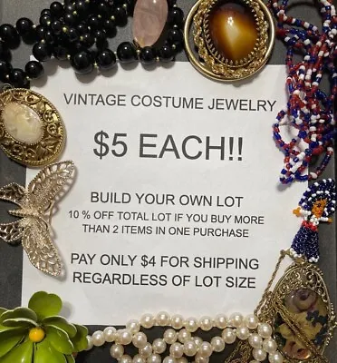 $5 • Buy Build A Lot Vintage Estate Rhinestone & Mcm Jewelry  $5 First 10% Off 2 0r More
