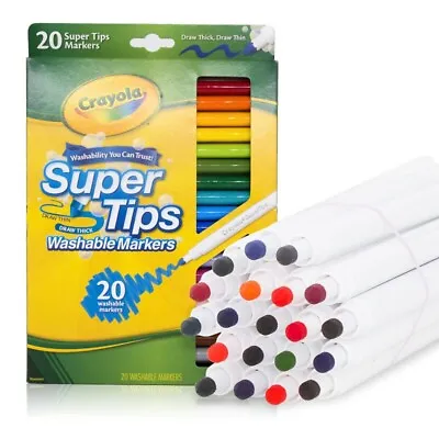 Crayola Super Tips Markers Washable Markers School Supplies 20-Colours • £6.99