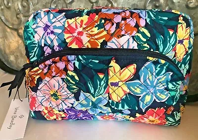 VERA BRADLEY~Iconic LARGE SIZE~ Zip Cosmetic Bag~HAPPY BLOOMS~BNWT! • $35.90