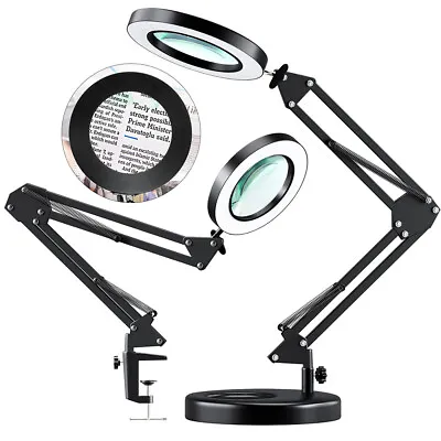 $28.36 • Buy Magnifier LED Lamp 10X Magnifying Glass Desk Table Light Reading Lamp Clamp Base
