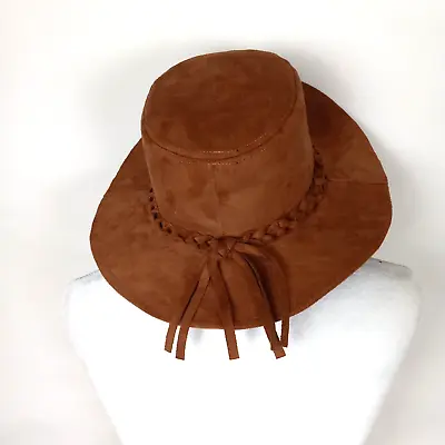 Steve Madden Bucket Hat Brown Braided Vegan Suede Small Boho Western Festival • $19