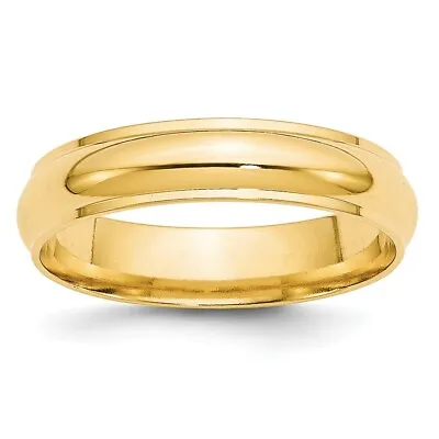 14k Yellow Gold 5mm Round With Edge Wedding Band Ring For Men Size 10.5 • $660