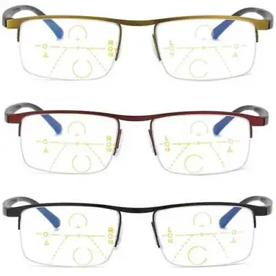 Half Rim Progressive Reading Glasses Multifocal Varifocal Lens Plastic Frame • £4.79