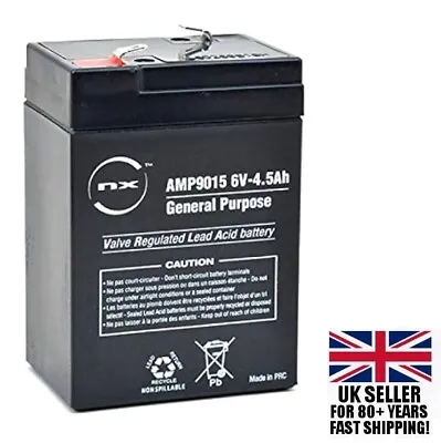 Rechargeable Battery 6 Volt Sealed Lead Acid 6V 4AH 4.5AH 6V4.0 Alarms Torches • £9.50