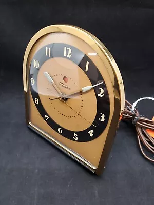 Telechron 7F75 Nocturne Brass Art DECO Alarm Clock Refurbished Works! • $34.99