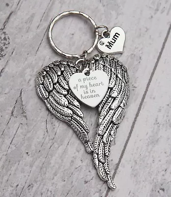 £3.99 • Buy Angel Wings  Memorial Keyring  Mum Dad Grandad Gran Nan Nanny 