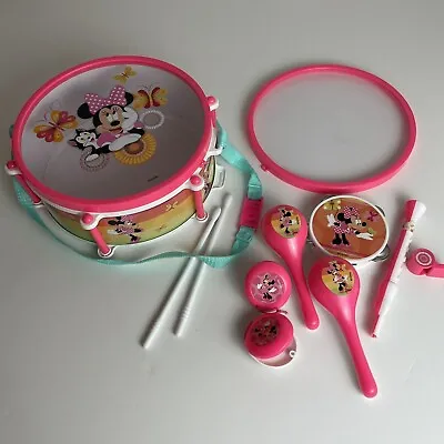 Minnie Mouse Drum Set Disney 10 Pc Band Musical Instruments Age 18M+ Toddler • $11