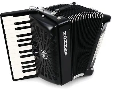 Hohner Bravo II 48 Chromatic Piano Key Accordion - Jet Black • $1569