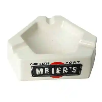 Vintage Ohio Meier’s Wine Cellar Cigar Ashtray MCM Ceramic Advertising 5” • $45