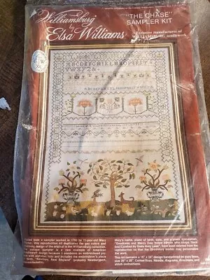 Elsa Williams THE CHASE Sampler Cross Stitch Kit New RARE Williamsburg Kit 29001 • $59.98