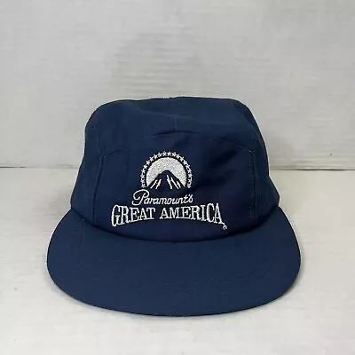 Vintage Paramounts Great America 5 Panel Hat Blue Snapback Hat Cap Made In USA • $29.95