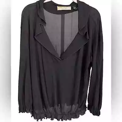 Charles Nolan Women’s Navy Blue 100% Silk Long Sleeve Blouse Size Medium • $40