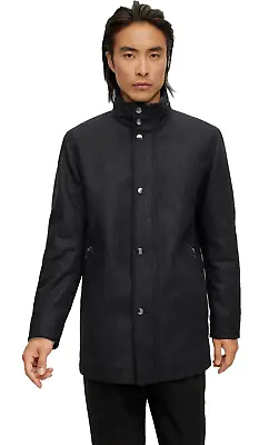 $595 - HUGO BOSS Camron Wool Blend Coat Italian Fabric In Gray - Sizes 38L - 40R • $325.50