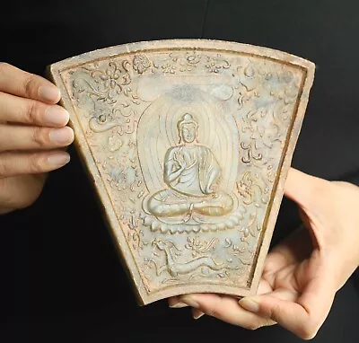 China Old Natural Jade Hand-carved Statue Dragon Buddha Plate 6.9 Inch • £39.37