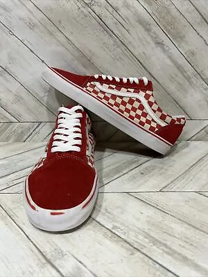 Vans Old Skool Checkerboard Red & White Skate Lace Up Sneakers 500714 Sz 12 • $34.77