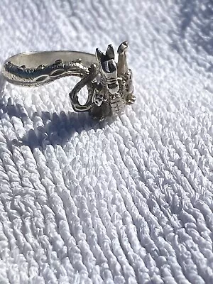 Vintage Sterling Silver 3D Dragon Ring Size 8 • $39