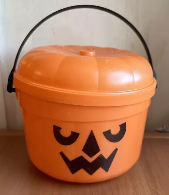 McDonalds McGoblin Vintage Halloween Pumpkin Bucket Pail W Lid 1986 Original • $19.87