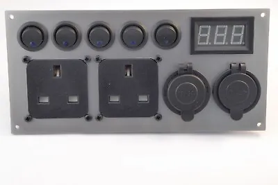 Camper Switch Panel 12V/240V 2.1A USB Battery Monitor UK Manufactured • £55