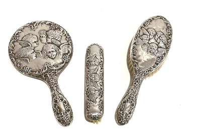 £124 • Buy Reynolds Angels SILVER HALLMARKED Art Nouveau Dressing Table Grooming Vanity Set