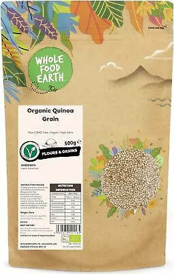 Wholefood Earth Organic Quinoa Grain – 500g | Raw | GMO Free | Vegan | High F • £10.17