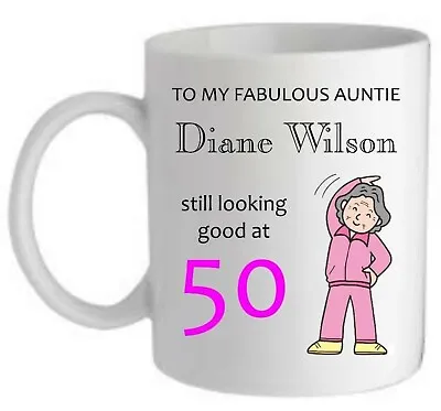 FUNNY 40th 50th 60th 65th BIRTHDAY GIFT FOR HER MUG PERSONALISED MUM NAN PRESENT • £10.95