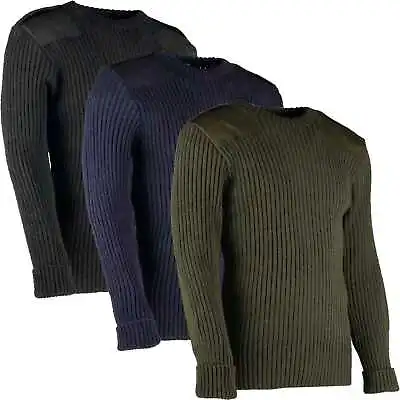 Army Wooly Pully Wool Commando Jumper Sweater Shoulder Elbow Patches Epaulettes • £55.95