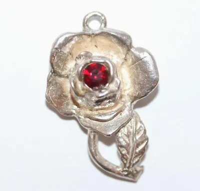 Vintage Sterling Silver English Rose Bracelet Charm Crystal Set  • $24.99