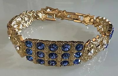 Vintage Jacqueline Kennedy JBK Gold Plated Bracelet With Blue Stone  • £40.85