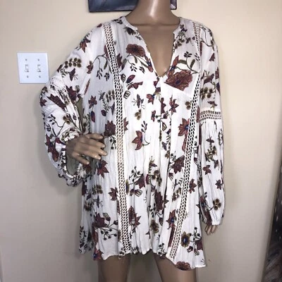 $15 • Buy Show Me Your Mumu Women's Pink Floral Deep V-Neck Mini Dress Size Large