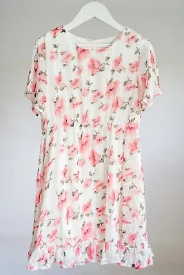 Girls YUMI Floral Pink & White Dress. Age 9-10 Years. 140cm • £7.95