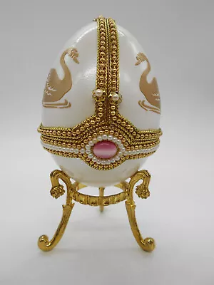 Faberge Egg Gout: Sumptuous White Swan Jewelry Box • £50.34