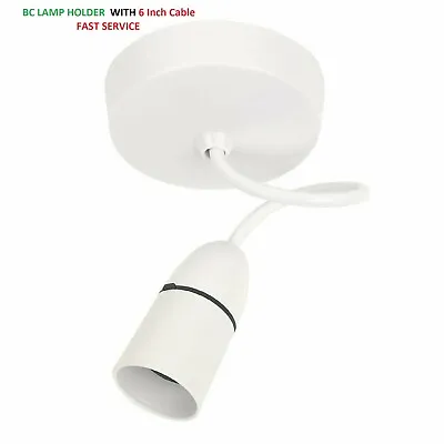 £5.65 • Buy NEW Pendant Light Fitting Set White Ceiling Rose BC Lamp Holder With 6inch Cable