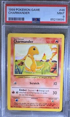 1999 Pokemon Charmander Base Set Unlimited 46/102 English Non Holo PSA 9 MINT • $29.95