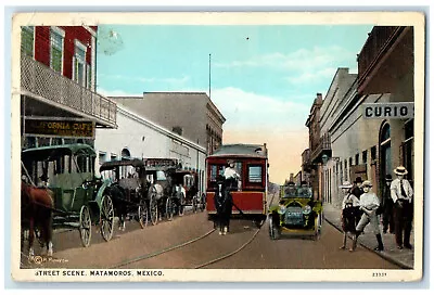 1924 Trolley Car Street Scene Curios Matamoros Mexico Vintage Postcard • $29.95