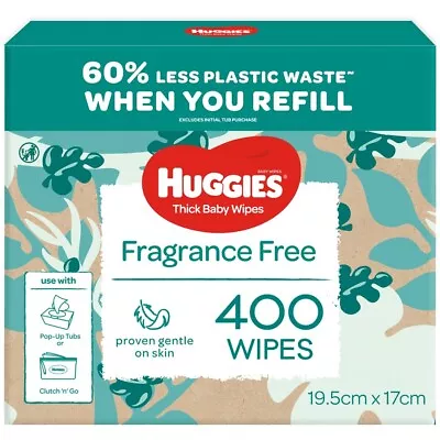 Huggies Thick Baby Wipes Fragrance Free 400 Pack • $27.98