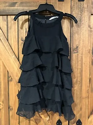 H&M Girls 9-10Y Black Party Dress Ruffle Layered • $8