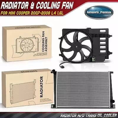 Aluminum Radiator & Cooling Fan Assembly Kit For Mini Cooper 2007-2008 L4 1.6L • $147.99