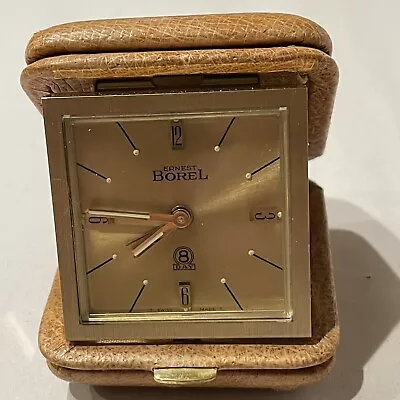 Vintage Ernest Borel 17 Jewel 8 Day Travel Alarm Clock • $75
