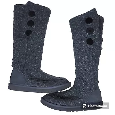 UGG Lattice Cardy Tall Sweater Boot Knit Boot Women's US Size 8 Gray • $32.83