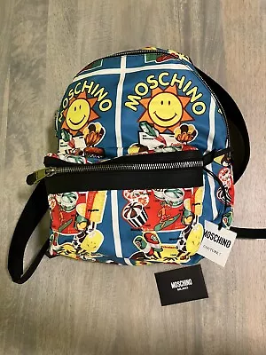 Moschino Sun Smiley  Resort Summer Print Blue Backpack New With Tags • $395