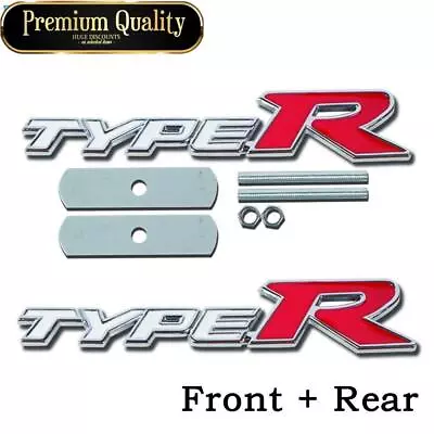 2pcs Metal Type R TypeR Front Grille Badge Rear Trunk Emblem Sticker White & Red • $13.69