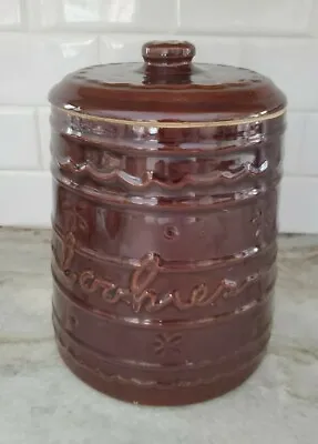 Vintage Marcrest Stoneware  9” Brown Cookie Jar - Daisy Dot • $28