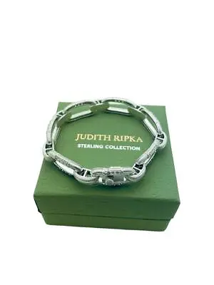 Judith Ripka Oval Link Statement Bracelet Sterling Silver CZ Diamonique - Box! • $127.49