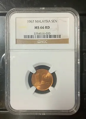 Malaysia  1967 1 Cent Coin Ngc  Ms66rd. • $60