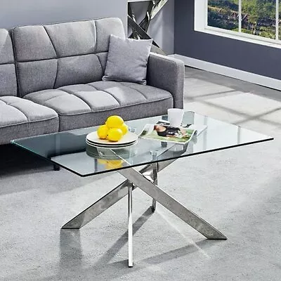 Daytona Clear Glass Coffee Table With Chrome Legs • £149.95