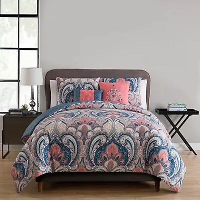 New Vcny Home - Casa Re'al - 2 Piece Twin Xl Reversible Duvet Set - Coral (238) • $15